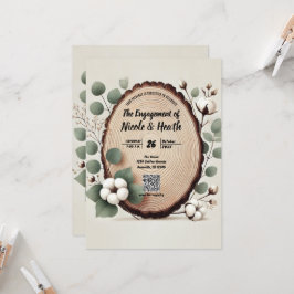 Invitación Compromiso Rústico de Madera de Bosque Eucalipto y