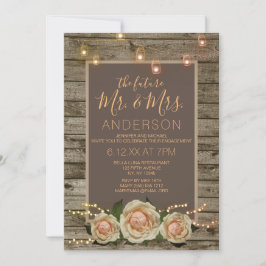 Invitación Compromiso Rústico Floral Mason Jar String Light