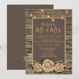 Invitación Compromiso Rústico Floral Mason Jar String Light