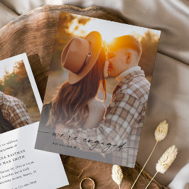 Invitación Compromiso simple de Boda de fotos con guión 2