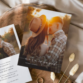 Invitación Compromiso simple de Boda de fotos con guión 2