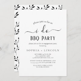 Invitación Compromiso simple de caligrafía negra "I Do BBQ"