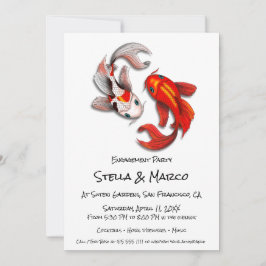 Invitación Compromiso Yin Yang Koi Fish Fiesta del Jardín Jap