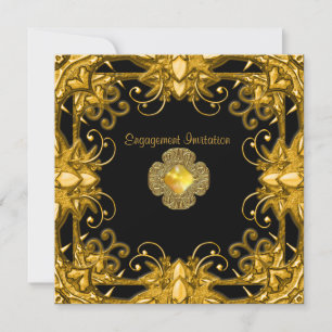 Invitación Compromiso Zizzago Negro Oro Antiguo 2