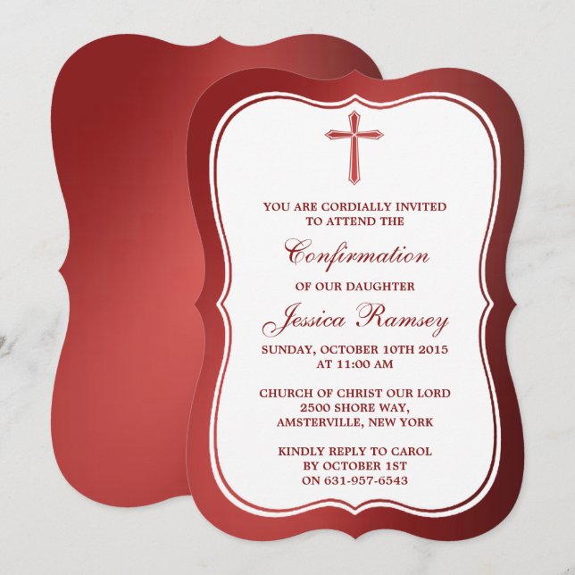 Invitación Comunicación O Confirmación De La Cruz Roja Metáli (Anverso / Reverso)