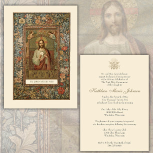 Invitación Comunión católica Jesús niño o Chica