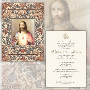 Invitación Comunión católica Jesús niño o Chica