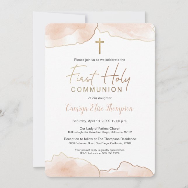 Invitación Comunión de Camryn (Anverso)
