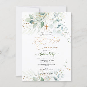 Invitación Comunión de Eucaliptos Rústicos de la Acuarela de 