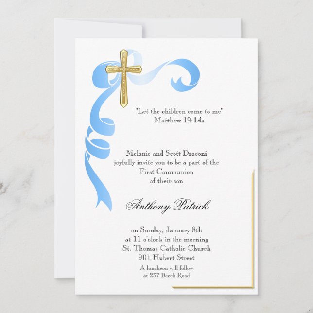 Invitación Comunión de la cruz de oro de la cinta azul (Anverso)