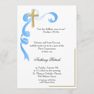 Invitación Comunión de la cruz de oro de la cinta azul