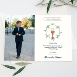Invitación Comunión de la floración lateral Wreath Photo Grac