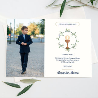 Invitación Comunión de la floración lateral Wreath Photo Grac