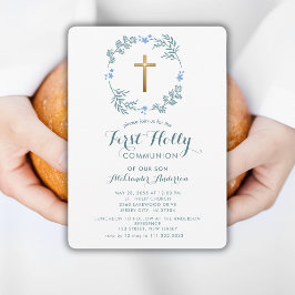 Invitación Comunión de Wreath Boy Botánico First Holly