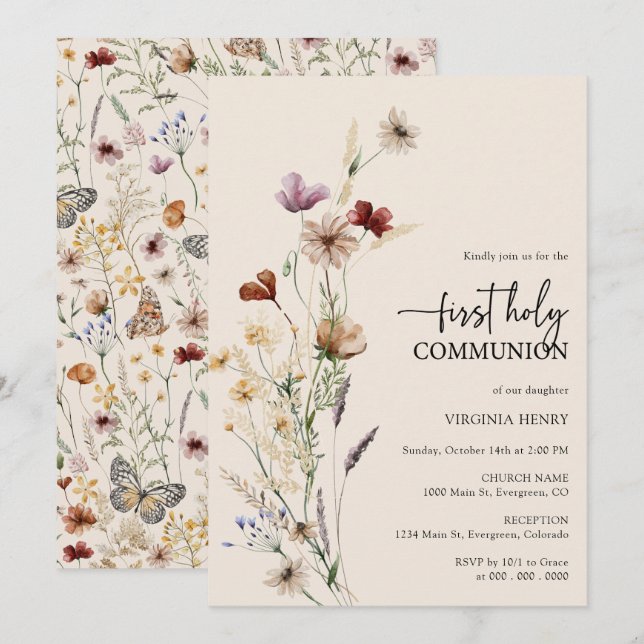 Invitación Comunión floral (Anverso / Reverso)