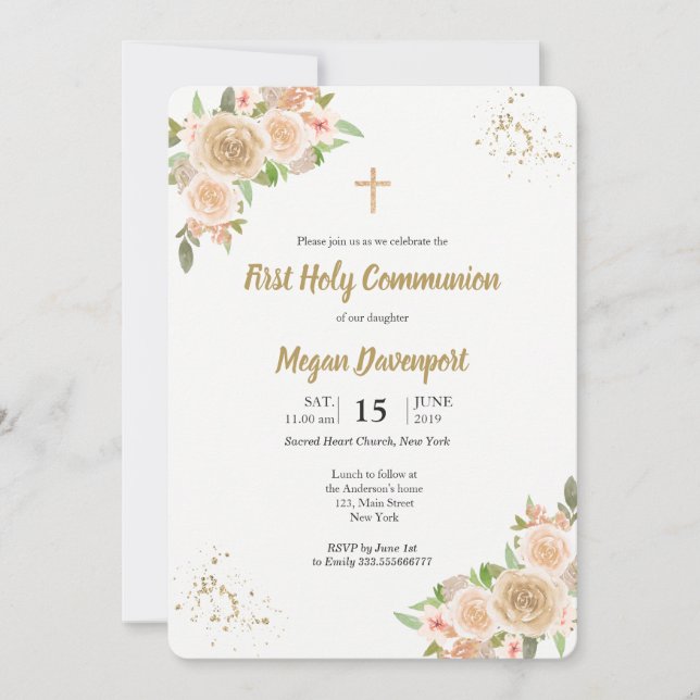 Invitación Comunión floral de Rubor (Anverso)