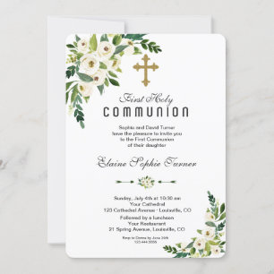 Invitación Comunión floral floral moderna en flor