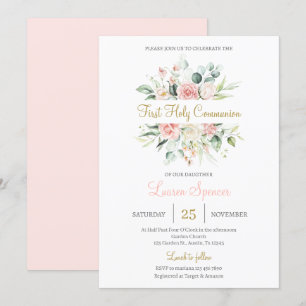 Invitación Comunión floral-sagrada por el chica