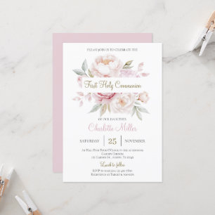 Invitación Comunión floral-sagrada por el chica