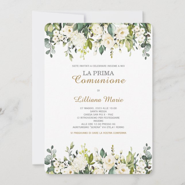 Invitación Comunión Niña Invitación (Anverso)