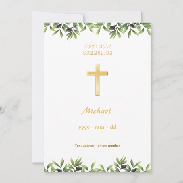 Invitación Comunión Première - Oliviers (Anverso)