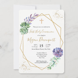 Invitación Comunión púrpura Suculenta