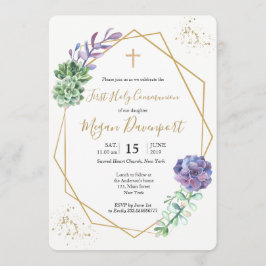 Invitación Comunión púrpura Suculenta