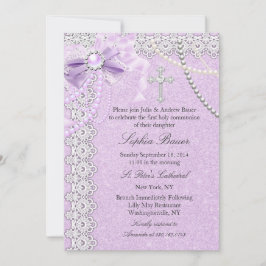 Invitación Comunión Santa Cruz de Lazo de Perla Morada Lavand
