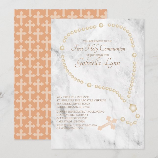 Invitación Comunión santa de las gotas del rosario de la (Anverso / Reverso)