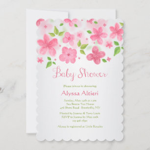 Invitación con borde de flor rosa