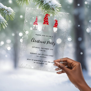 Invitación con brillo de gnomos para fiesta de Nav