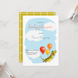 Invitación con cocodrilo para duchas para bebés