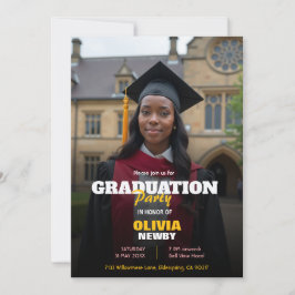 Invitación 🎓Con código QR Fiesta de graduación moderna