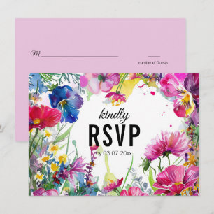 Invitación 😍 Con código QR simple Meadow Blooms RSVP