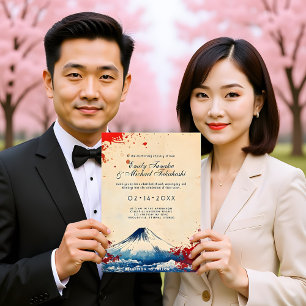 Invitación Con detalles bodas Armonía japonesa con Fuji