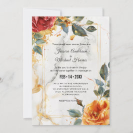 Invitación Con detalles Bodas, Marble Dreams: Naranja Rosa