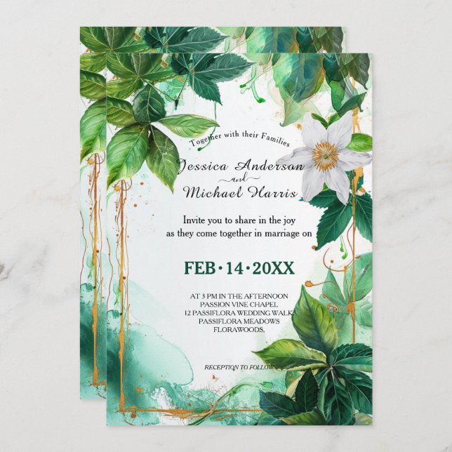 Invitación Con DETALLES Passiflora Serenidad (Anverso / Reverso)