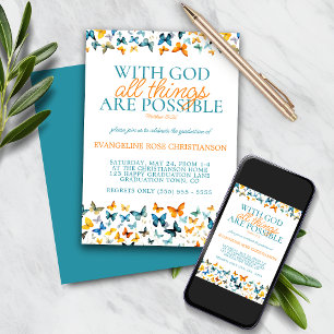 Invitación Con Dios todas las cosas posibles mariposa Grad