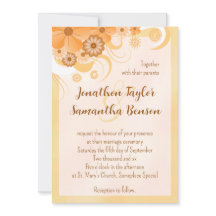 Invitación con elegancia floral de marfil y peach