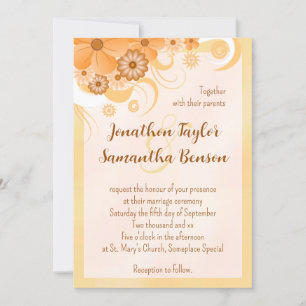 Invitación con elegancia floral de marfil y peach