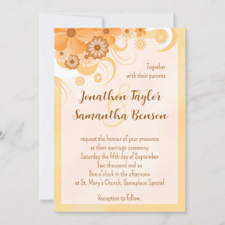 Invitación con elegancia floral de marfil y peach 