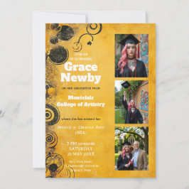 Invitación 🎓Con Florecimiento Artístico QR de Graduación