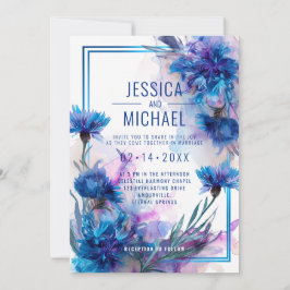 Invitación 💍 con flores de foto y flores de lavanda