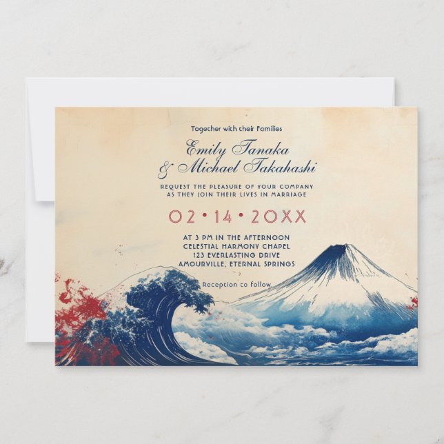 Invitación Con foto de la armonía japonesa con Fuji (Anverso)