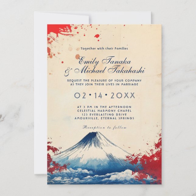 Invitación Con foto de la armonía japonesa con Fuji (Anverso)