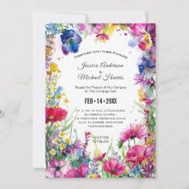 Invitación Con foto, el prado rosado florece