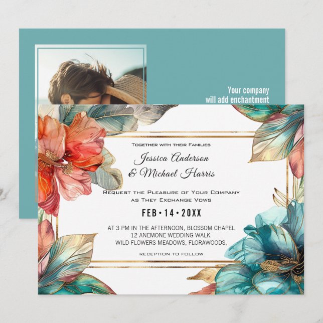 Invitación Con foto Hibiscus Serenade Paradise (Anverso / Reverso)