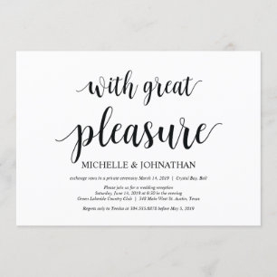 Invitación Con gran placer, Boda Elopement Invita
