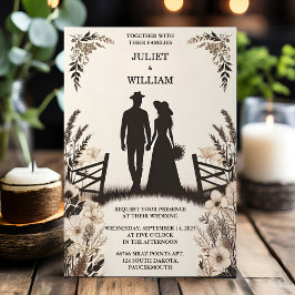 Invitación Con Jardín Floral Primavera Madera Boho Boda Rústi