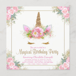 Invitación con la cara de un unicornio 